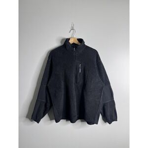 Patagonia Fleece Pullover Mens Large Black Made in USA High Pile Chest Pocket